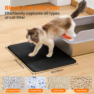 Customizable Double Layer EVA Silicone <b>Cat</b> Litter Trapping Mat Honeycomb Design Odor Control Waterproof Easy Clean <b>Cat</b> Litter - Product Image 2