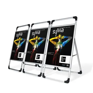 Aluminum Alloy Floor Standing Style With Handle Pop Poster Frame Display Stand