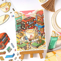 Autocollants de scène exquis en 3D, lot de 3, design de ville miniature pour cadeaux et journaux