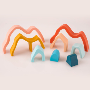 새로운 아기 건물 몬테소리 레인보우 스택 모듈 실리콘 스태킹 장난감 교육용 치아 블록 세트 - Product Image 6