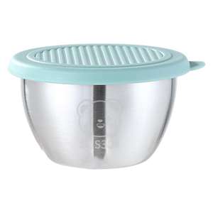 Mini tazón de acero inoxidable marca Bear con tapa para alimentación de bebés y sopa, grado alimenticio 304, seguro para uso doméstico - Product Image 1