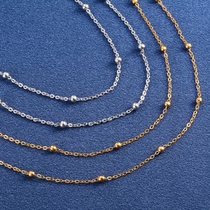Collier long délicat en acier inoxydable pour femmes, chaîne à maillons avec perles, ras-de-cou, accessoires de bijouterie - Product Image 4