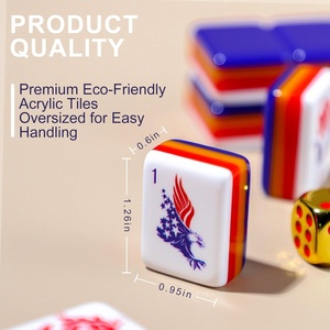 Nuevo Juego de Fichas de Mahjong Americanas Artísticas de Acrílico de 0.6*1.26*0.95 Pulgadas con Elegante Estuche de Almacenamiento de Cuero - Product Image 2