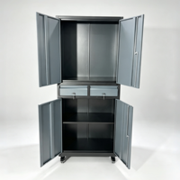 Armoire de rangement mobile en acier avec serrure à clé, design écologique et durable, portes et tiroirs verrouillables sur roulettes