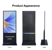 Máquina de Publicidad Inteligente HD con Pantalla Táctil Infrarroja para Interiores, de Pie, Negra, para Ascensores, Salas de Exposiciones, Vestíbulos, 4K, OEM, ODM