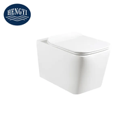 Vente en gros, filigrane, certificat CE, articles sanitaires modernes, forme carrée, 180mm, p-trap, lavage sans bords, toilettes murales suspendues