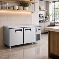 Réfrigérateur de travail commercial en acier inoxydable CE0.25L2, 2 portes, refroidisseur sous comptoir pour cuisine de restaurant