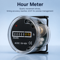 Compteur d'heures de fonctionnement étanche de qualité marine - Compteur à quartz 10-60V AC/DC avec indicateur LED pour bateau, yacht et générateur diesel