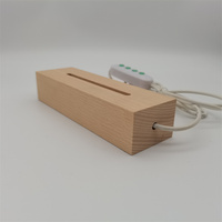 Base de lampe 3D à LED ovale USB, vintage, vente en gros, Double fente, en bois naturel