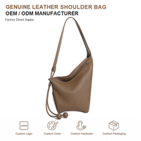 Sac à bandoulière hobo en cuir véritable à cordon de serrage pour femme avec sangle réglable pour le travail, les voyages et l'usage quotidien