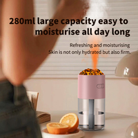 OEM ODM Nouveau Humidificateur Ultrasonique Portable à Effet Flamme 3D, Diffuseur Mini Flamme Volcanique, USB pour Voiture, Coloré, 280ml, Petit Atomiseur