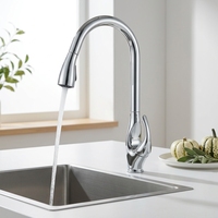 Robinet de cuisine Momali en laiton massif avec douchette extractible, mitigeur d'évier pivotant à 360°, plaqué, eau chaude et froide, sans plomb