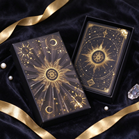 Jeu de cartes de tarot noir et or, jeu de tarot original Soleil, Lune, Étoile avec boîte de rangement pour la divination, jeu de société et collection