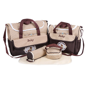 Ensemble de sacs de maternité pour bébé avec matelas à langer et accessoires, motif à pois rose, imperméable, extensible, pour mères et bébés - Product Image 2