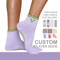 Chaussettes de yoga en coton personnalisables antidérapantes avec coussinet de gym, logo imprimé coloré, revers et semelle à grip tricoté pour l'exercice et le Pilates