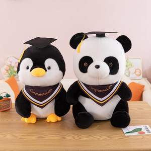 <span class=keywords><strong>Professor</strong></span> Panda e pinguino giocattoli di peluche laurea a tema poliestere morbido con cotone PP riempito regalo perfetto per gli studenti - Product Image 6