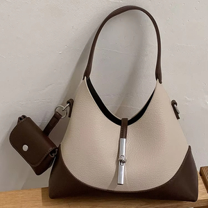 Sac à main pour femme en cuir PU souple de haute qualité, style classique rétro exquis, avec chaînes réglables tridimensionnelles, portable - Product Image 1