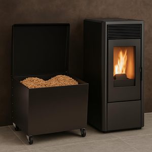 Carro de acero pintado de negro con tapa para leños y pellets de chimenea, 504055 cm - Product Image 5