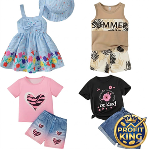Lots de vêtements d'été pour enfants, ensembles 2 pièces pour tout-petits garçons et filles, t-shirt en coton à manches volantées et shorts, divers imprimés dinosaures - Product Image 2