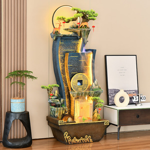 Fuente de agua de resina estilo chino, Feng Shui, bonsái, decoración para el hogar u oficina con luz LED para el Año Nuevo Chino - Product Image 1