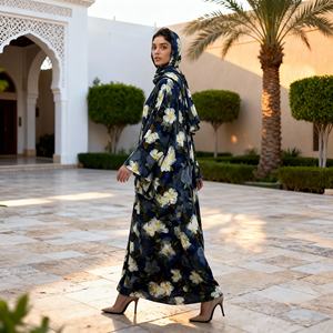 New Printed Polyester Modest Elegant Evening Dress Abaya for Muslim Women Custom Wholesale - Product Image 4