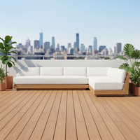 Ensembles de meubles de jardin LUXORA pour cour, patio, hôtel, complexe hôtelier, canapé en teck modulaire en forme de L, fauteuil d'angle moderne, luxe écologique