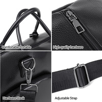 Sac de voyage de week-end pour homme en cuir PU, grande capacité, imperméable, avec fermeture éclair, poche pour vêtements mouillés, logo personnalisé, portable