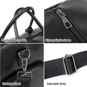 <span class=keywords><strong>Sac</strong></span> <span class=keywords><strong>de</strong></span> voyage <span class=keywords><strong>de</strong></span> week-end pour <span class=keywords><strong>homme</strong></span> en cuir PU, grande capacité, imperméable, avec fermeture éclair, poche pour vêtements mouillés, logo personnalisé, portable - Product Image 4