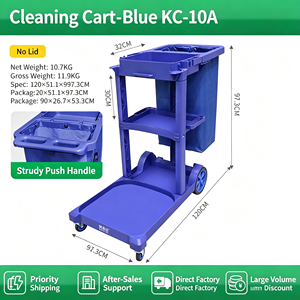 Chariot de service ménager robuste avec étagères de rangement, seau amovible, support à déchets et roues silencieuses pour hôtel - Product Image 2