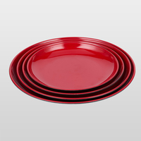 Assiettes en mélamine rouge anti-abrasion, vaisselle empilable pour buffet d'hôtel, présentation de fruits et desserts
