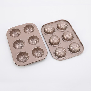 Carbon Steel 6 Piece <b>Threaded</b> Cupcake Mold Muffin Pan Round Light Gold Oven Safe Baking <b>Tool</b> For Home Use - Product Image 3