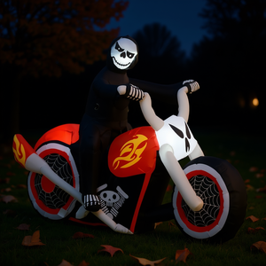 Décoration gonflable d'Halloween : Grimouette sur moto pour extérieur, en PVC, design unisexe - Product Image 2