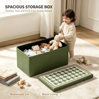 Nouveauté : Banc de rangement pliable en cuir vert de 76 cm, design contemporain pour chambre, appartement et usage scolaire