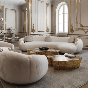 Bộ ghế <span class=keywords><strong>sofa</strong></span> sang trọng kiểu Ý, nội thất phòng khách hiện đại, thiết kế cao cấp, chất liệu vải Nubuck, chân đế bằng đồng thau. - Product Image 1