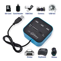 Hub USB Combo Splitter de 3 Puertos, Estación de Acoplamiento con Lector de Tarjetas SD, TF, M2, MS/Pro Duo, USB 2.0 para PC y Laptop