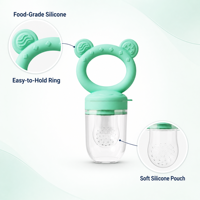 Set met siliconen fopspeen en fruitvoeder voor baby's, voedselveilige siliconen voederbakjes (S, M, L) en vriesbakje