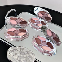 Palette de maquillage pour les yeux multi-usages trois couleurs Eom Style, nuances scintillantes, miroir intégré, pinceau double embout, 5g, teint moyen, longue tenue