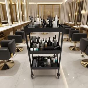 Carrito de Herramientas Pequeño de Acero Inoxidable Moderno de 3 Niveles, Muebles de Lujo para Salón de Belleza con Ruedas - Product Image 2