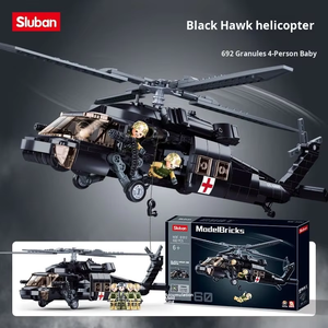 Bloques de Construcción de Helicóptero Armado Black <span class=keywords><strong>Hawk</strong></span>, 692 Piezas, Plástico ABS, Modelo de Transporte para Armar, Juguete para Niños - Product Image 4