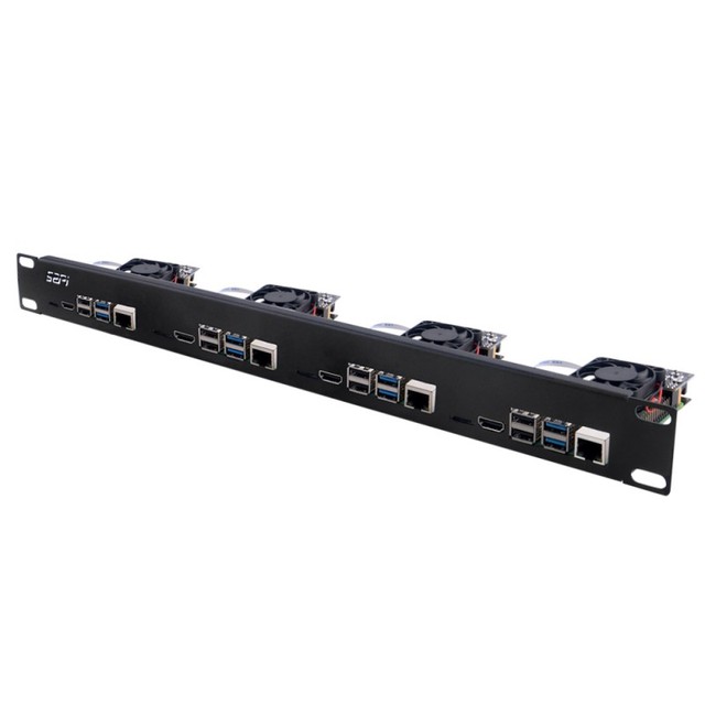 Waveshare 1U Rack Kit for Raspberry Pi 4 19inch  Rackmount up to 4 Units
