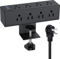 Regleta de escritorio con 8 tomas de CA y abrazadera, con USB-C PD de 20W y USB-A de 18W, 1875W de alta capacidad, enchufe de escritorio de doble capa para oficina y hogar