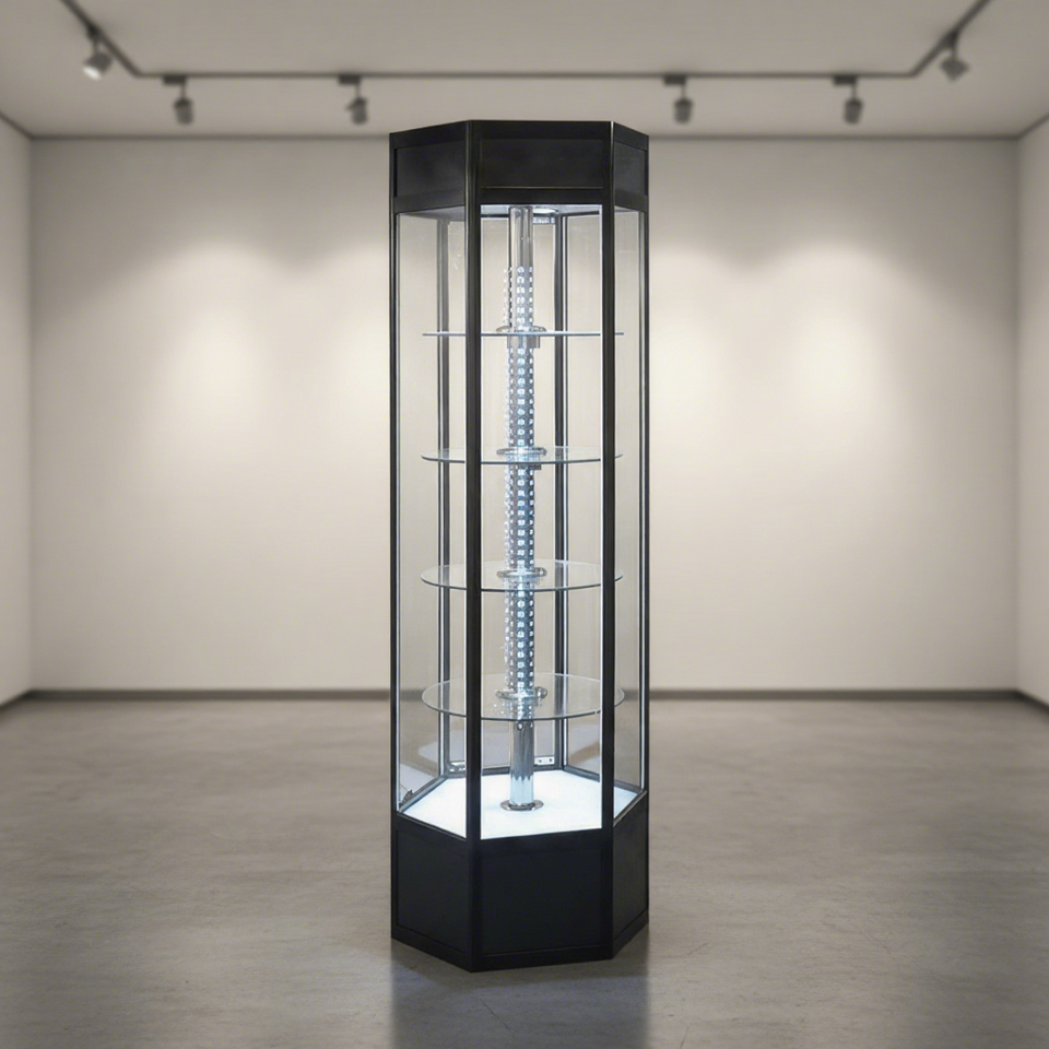 Revolving Store Fixture Hight-end Revolving Full Vision Glass Showcase Fixture Stand Glasses ...