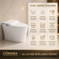 Nouvel Arrivage Système d'aromatisation et désodorisation céramique pour toilettes intelligentes à couvercle vertical, avec télécommande, drainage P-Trap/S-Trap et double chasse d'eau