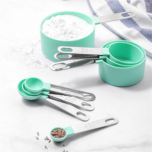 Wholesale Kitchen <b>Baking</b> Accessories Novelty 8 Piece Stainless Steel Handle Green Plastic Dough Measuring Cups and Spoons <b>Set</b> - Product Image 3