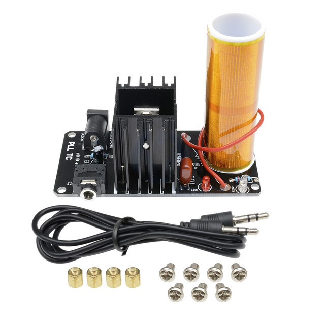 DIY Kit Mini Music Tesla Coil Plasma Speaker Tesla Arc Generator Resonant Wireless Transmission DC 15V-24V Plasma Stereo Speaker