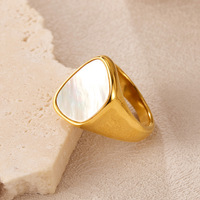 18 Karat vergoldeter glänzender Edelstahl ring Trendy Hip Hop Style Blank Siegel Anlauf freier Hochzeits schmuck für Frauen Geometrisch