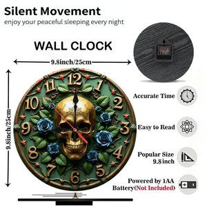 Round Wooden <b>Wall</b> <b>Clock</b> 25x25Cm <b>Silent</b> Non Ticking Classic Home Decor Living Room Apartment <b>Clock</b> - Product Image 3