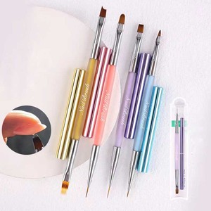 Pinceles de Uñas de Doble Punta en Amarillo, Azul, Morado y Rosa, Pincel de Nailon para Delineado, Redondo y Plano, para Gel UV, Diseño de Flor de Margarita, Pinceles para Punta Francesa - Product Image 1