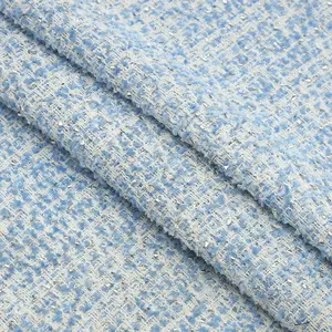 Venta al por mayor de fábrica 100% composición de poliéster Tweed tejido colorido poliéster elástico tejido de lana hilo teñido tela de Tweed