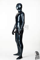 Combinaison en latex noir intégrale pour homme El Gimperator avec gaine pour pénis, épaisseur 0,4 mm, capuche et gants inclus